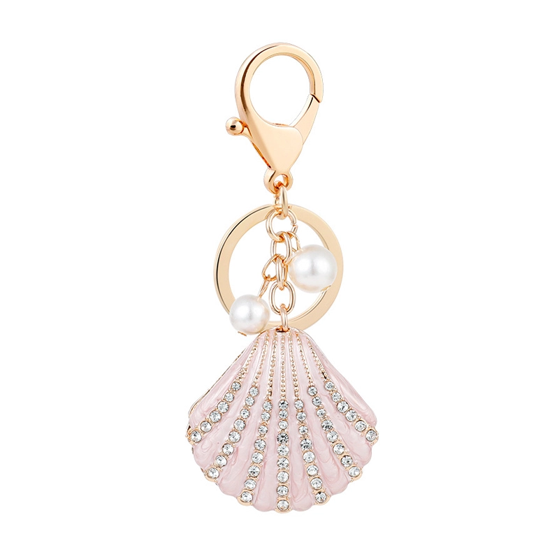 pearl and seashell keychain