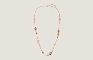 3104221 Leaf And Flower Rope Necklace