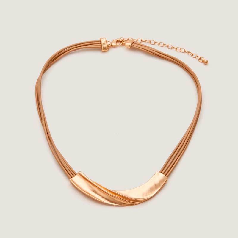leather cord wavy bar necklace