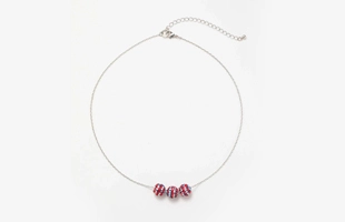 3104211 Silver-Tone Pave Red,White & Blue Fireball Rhinestone Necklace