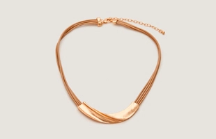 3104212 Leather Cord Wavy Bar Necklace