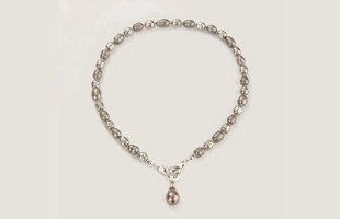 3104226 Grey Pearl Necklace With Teardrop Pendant