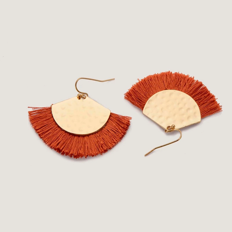 fan shaped tassel earrings