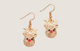 3104202 Christmas Reindeer Drop Earrings