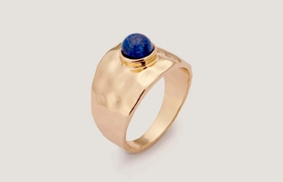 3104254 Vintage Hammered Organic Stone Ring