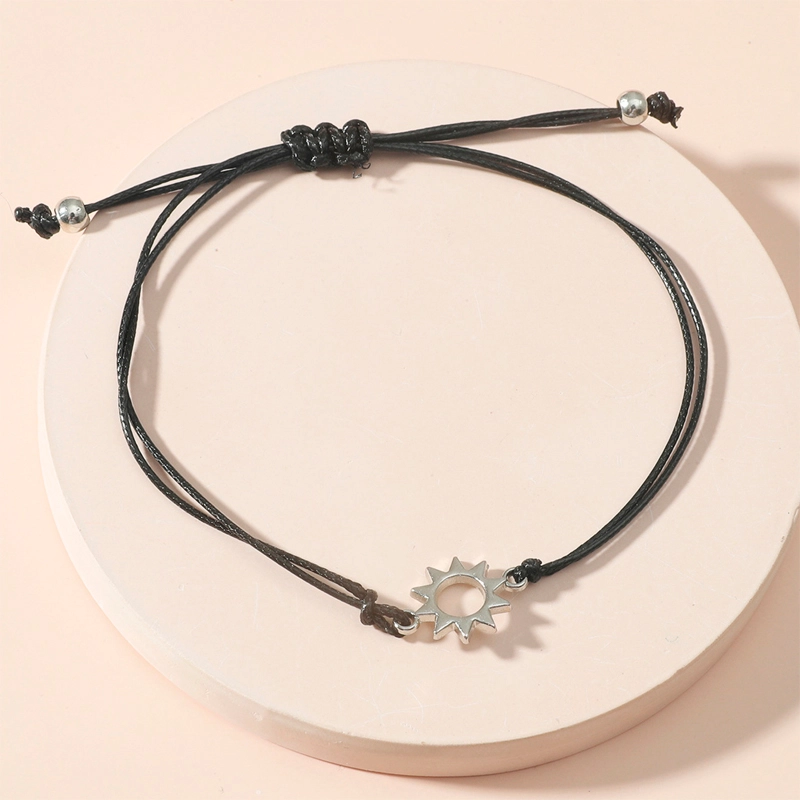 open sun charm leather cord anklet