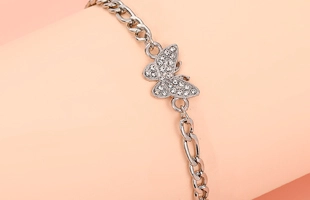 3104134 Pave Stone Butterfly Anklet