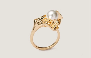 3104255 Vintage Pearl Retro Brass Ring
