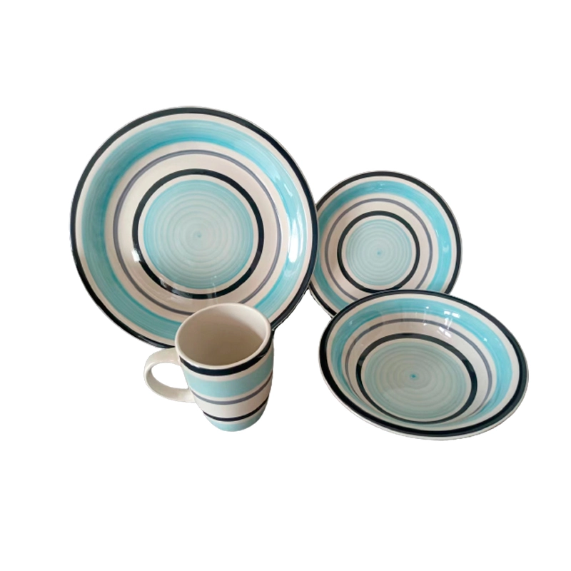 blue ceramic dinner set