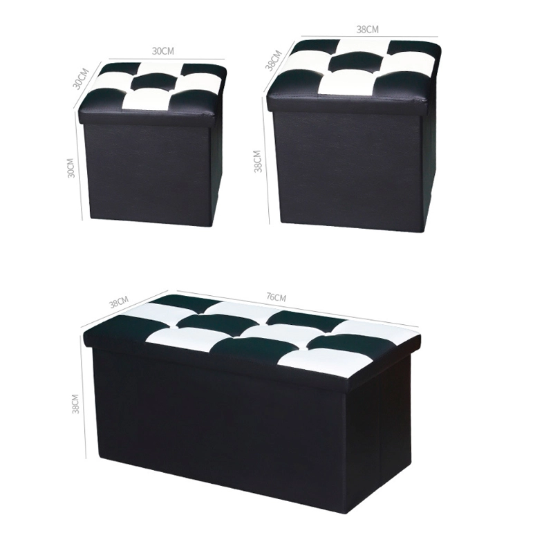 chess leather foldable storage box ottoman stool
