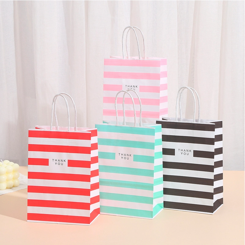 black and white striped paper bags