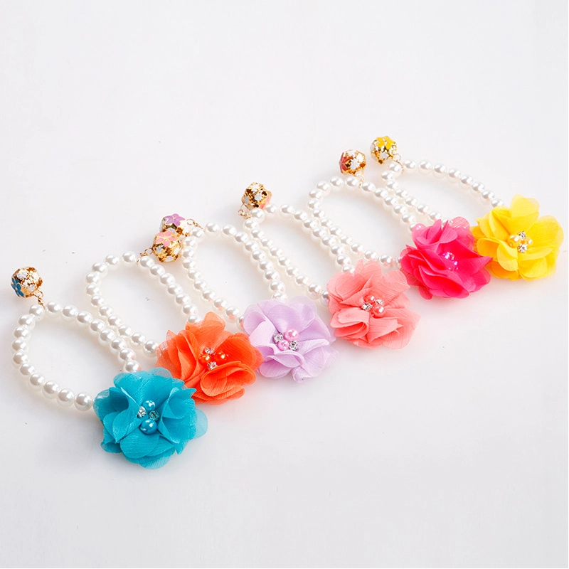 pets pearl necklace flower collar
