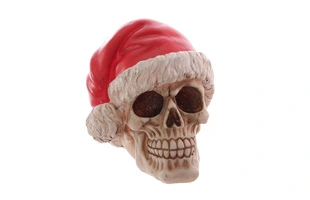 3210310 Christmas Santa Hat Resin Skull Ornament