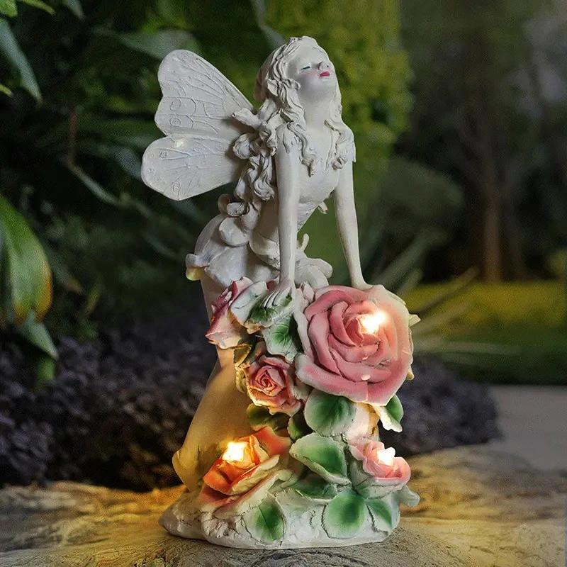 garden solar flower fairy statue 02