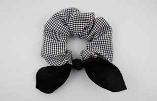 3204135 Black Bow Cotton Hair Tie
