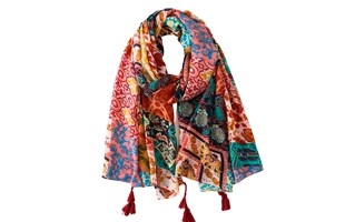 3204184 Boho Print Tassel Scarf