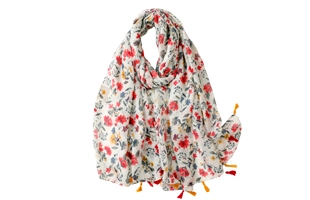 3204186 Floral Print Tassel Scarf