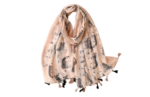 3204194 Zebra Print Tassel Scarf