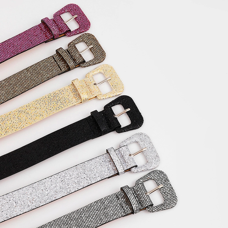 metallic glitter pu belts