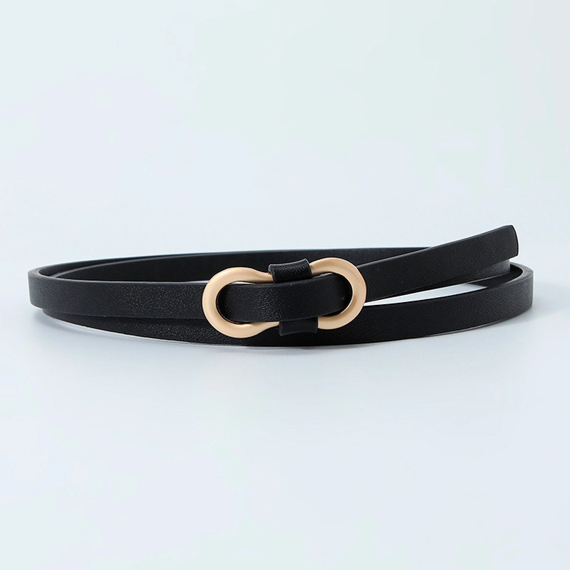 thin black shaped buckle belt