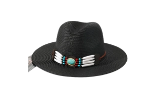 3204152 Black Boho Bead Decorate Cap