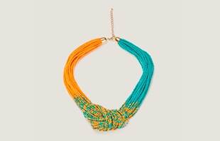 3104215 Multi SeedBead Knot Statement Necklace