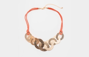 3104224 Irregular Metal Circle Linked Necklace