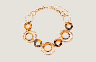 3104209 Tortoise Resin Gold Open Link Necklace