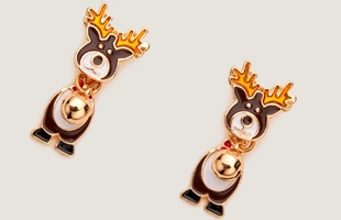 3104187 Reindeer and Bell Christmas Earrings