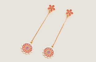 3104195 Flower Lined Drop Earrings