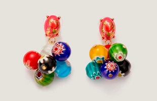3104180 Tropical Glass Bead Cluster Earrings