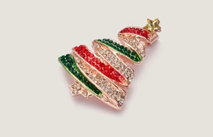 3104171 Pave Stone Christmas Tree Brooch