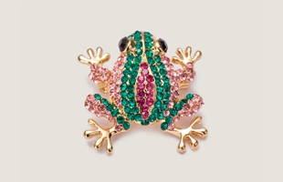 3104170 Multi-colored Stone Frog Brooch