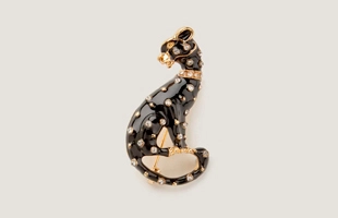 3104161 Black Enamel Leopard Brooch