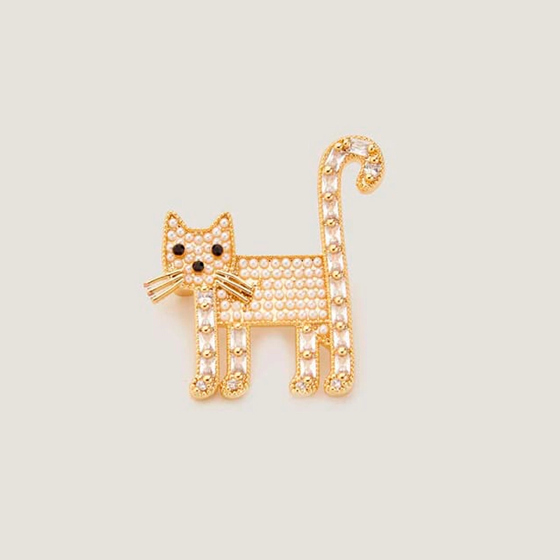 rhinestone cat brooch