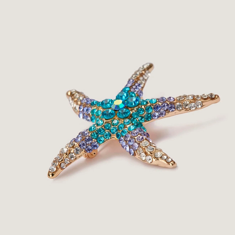 rhinestone starfish brooch