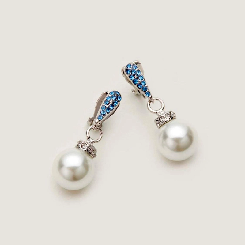 crystal and pearl clip on earrings