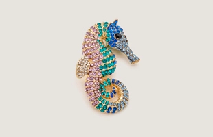 3104177 Seahorse Rhinestone Brooch