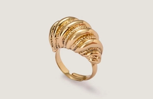3104242 Gold Tone Wave Textured Ring