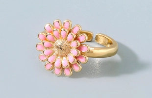 3104243 Layered Enamel Flower Ring