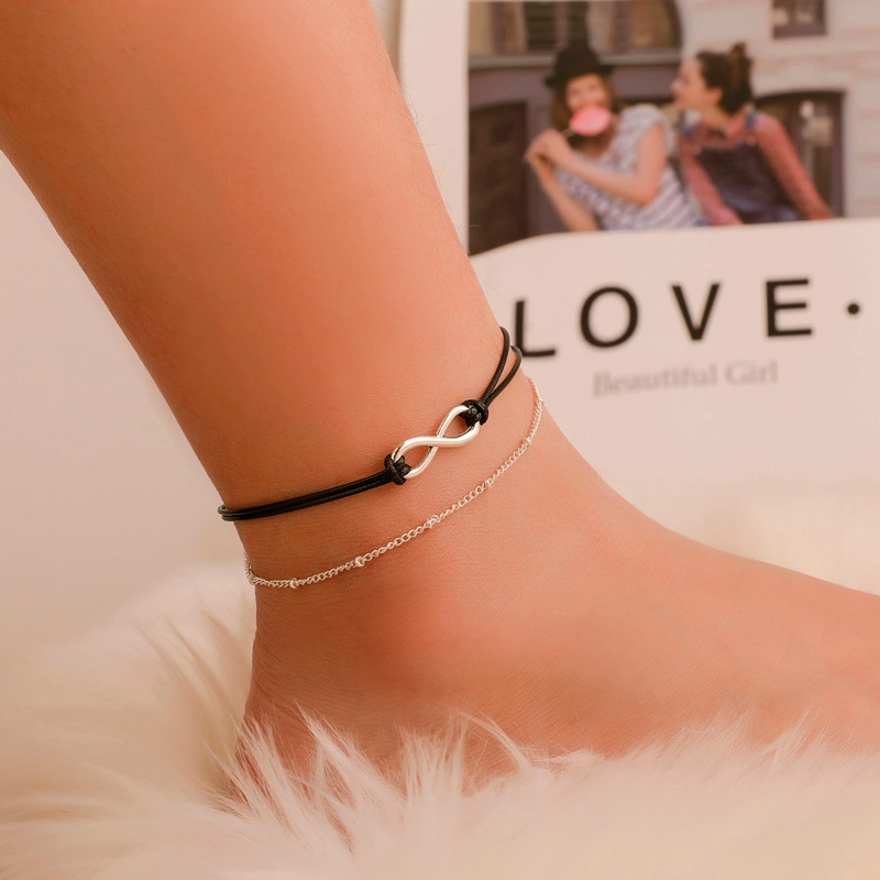 infinity charm cord anklet set