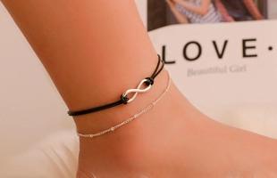 3104130 Infinity Charm Cord Anklet Set