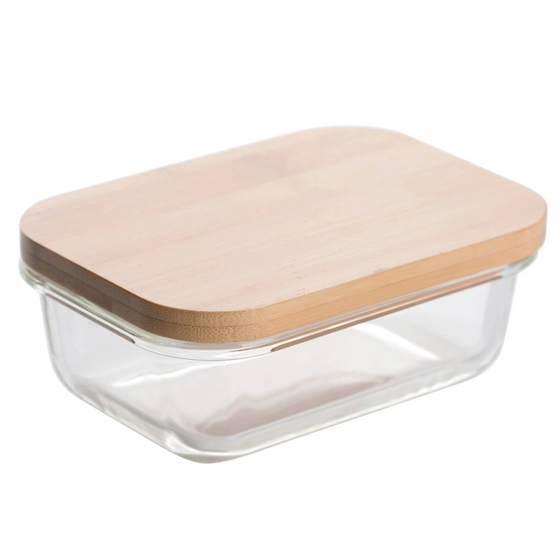 glass lunch box with wooden lid