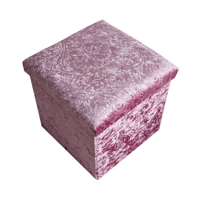 floral velvet touch square storage stool