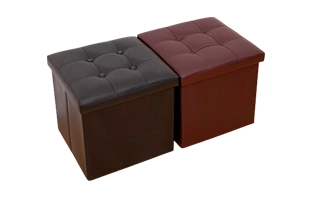 3504247 Square Foldable Leather Storage Stool