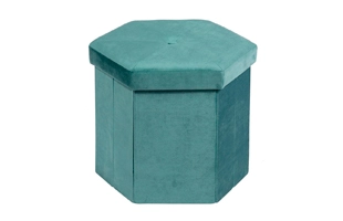 3504241 Hexagon Velvet Foldable Storage Stool