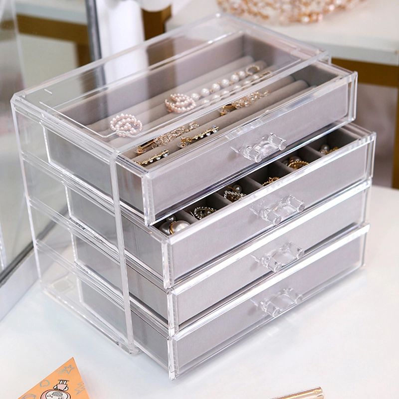 plastic layered drawer jewelry storage