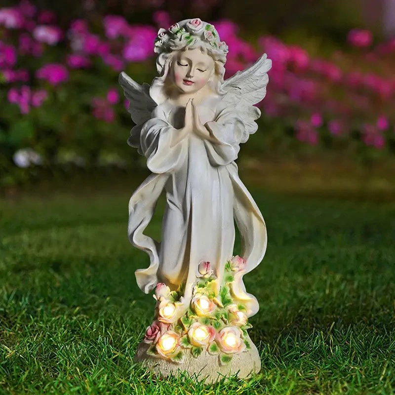 garden solar flower fairy statue