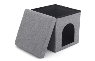 4305193 Linen Fabric Pet Cat Cage Dark Grey Folding Storage Ottoman Cheap Price Wholesale Supplier