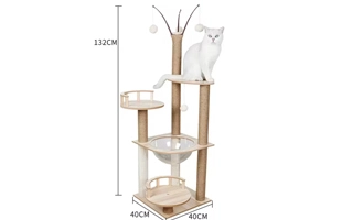 4305269 Large Beige Wooden Cat Tree Scratcher Cheap Price Wholesale Supplier